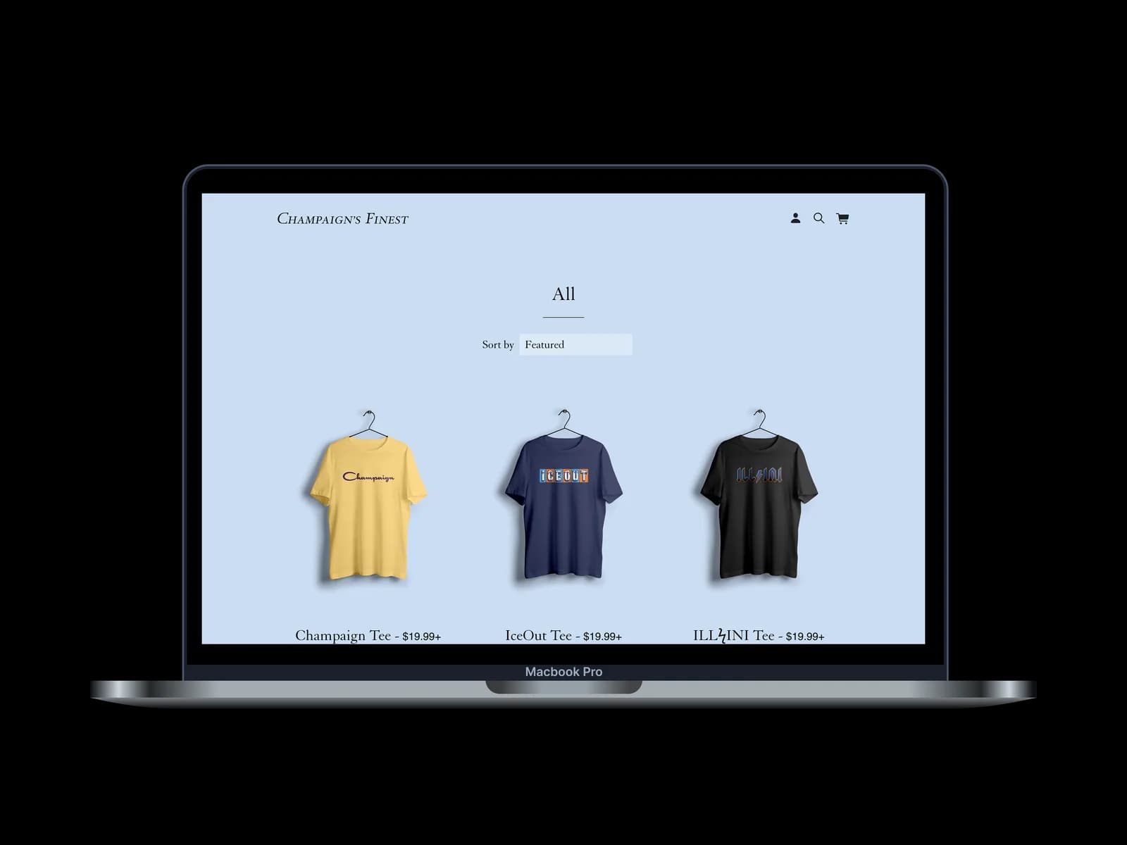 The Champaign's Finest storefront on desktop and mobile.