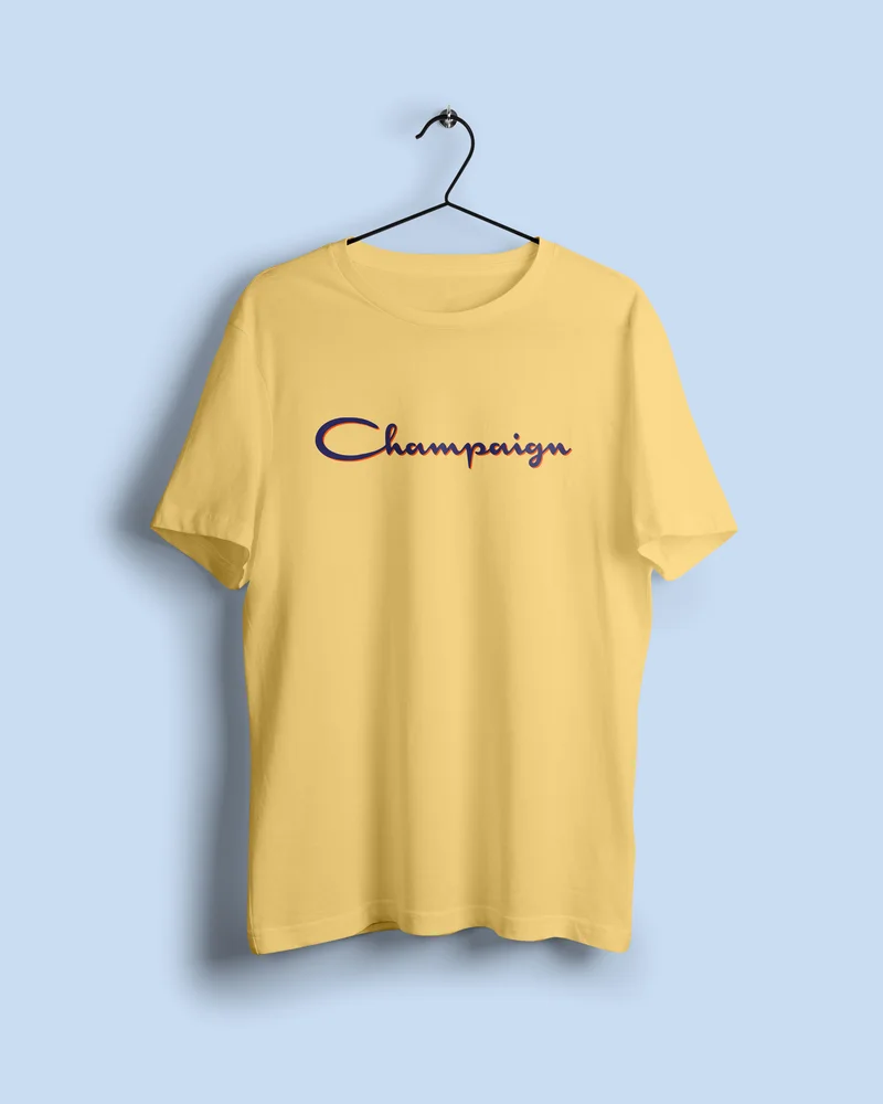 A Champaign's Finest tee, script wordmark across the chest.