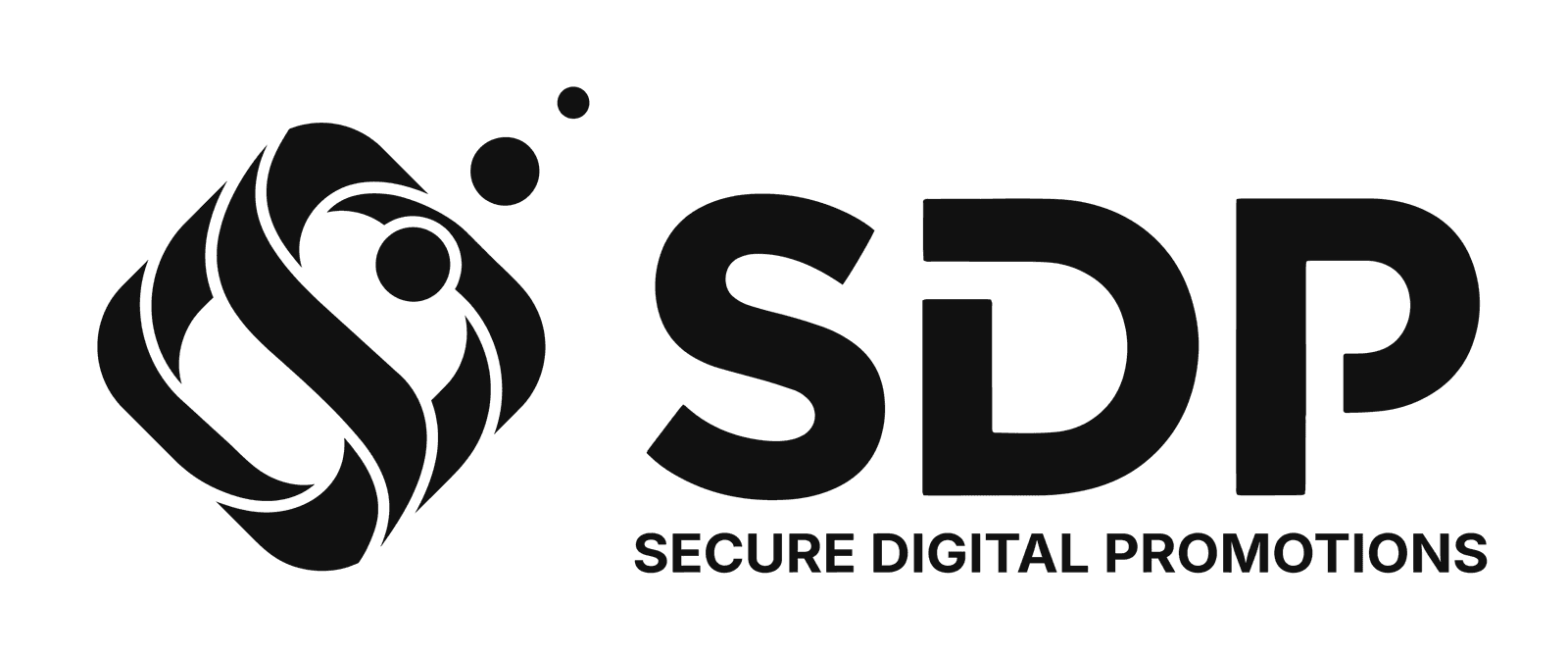 The single-color SDP lockup in black: the mark, the SDP initials and the full name, drawn as flat shapes with no gradient.